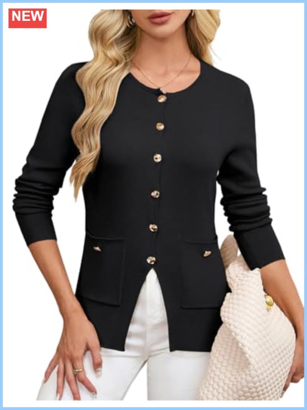Knit Sweater Blazer Button Up Peplum Business Casual Cardigan